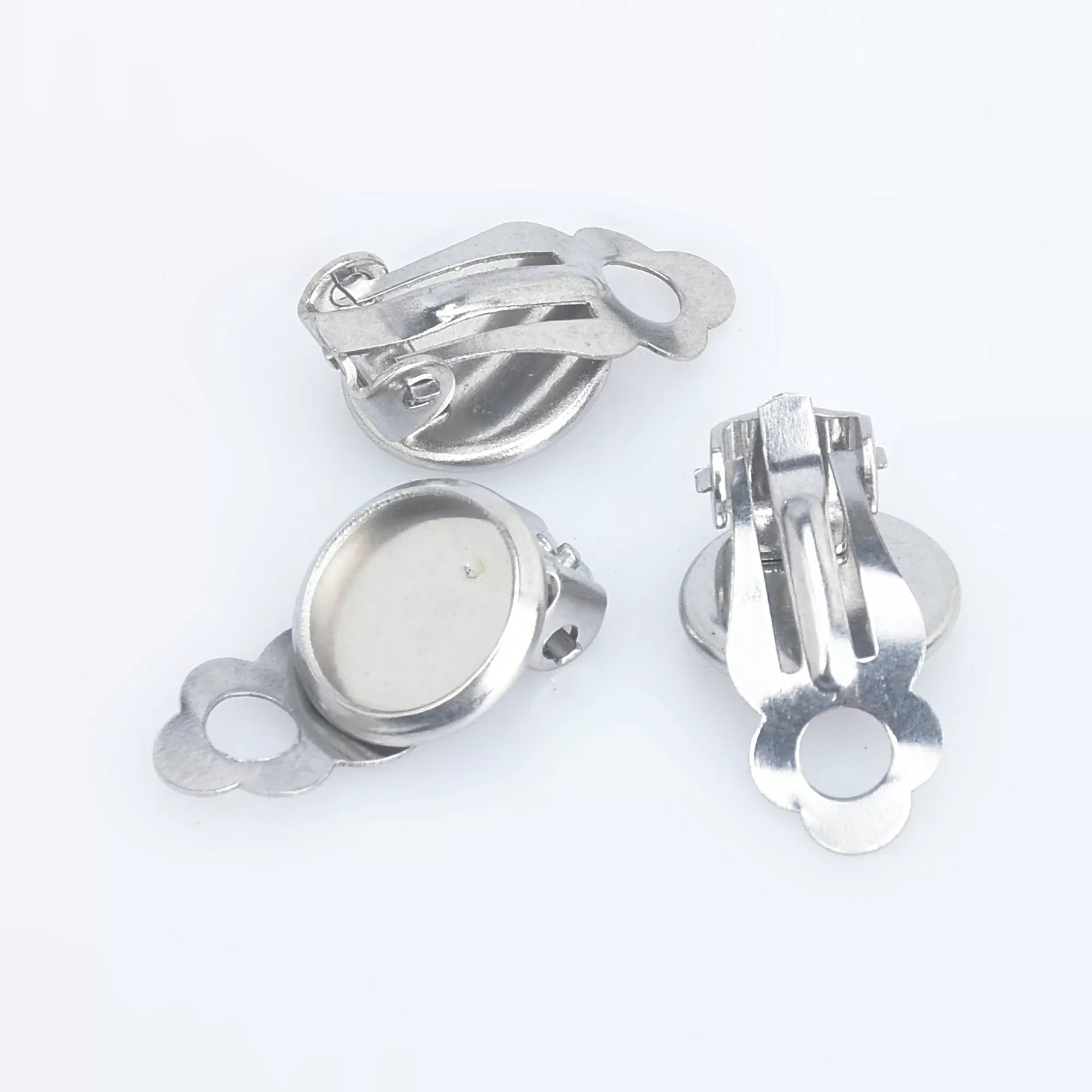 Stainless Steel Ear Clip Earring Base Earring blank trays fit 8/10/12/16/18/20mm Round Bezel Cup for jewelry making 20pcs 102866