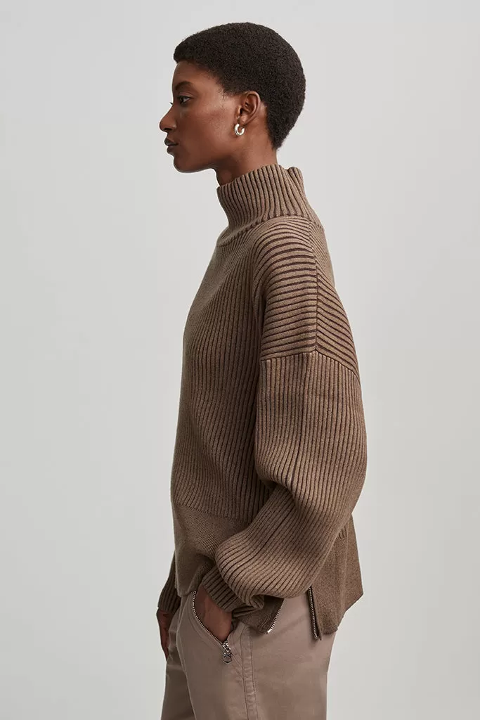 Varley - Mayfair Mock Neck Knit - Shiitake Marl