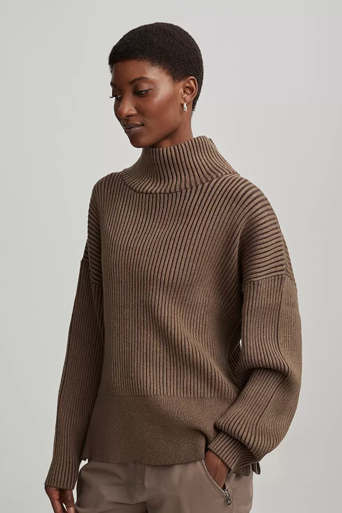 Varley - Mayfair Mock Neck Knit - Shiitake Marl