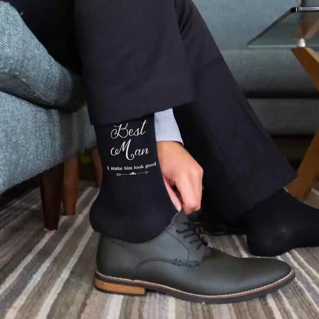 Wedding Socks for the Best Man with Funny Saying