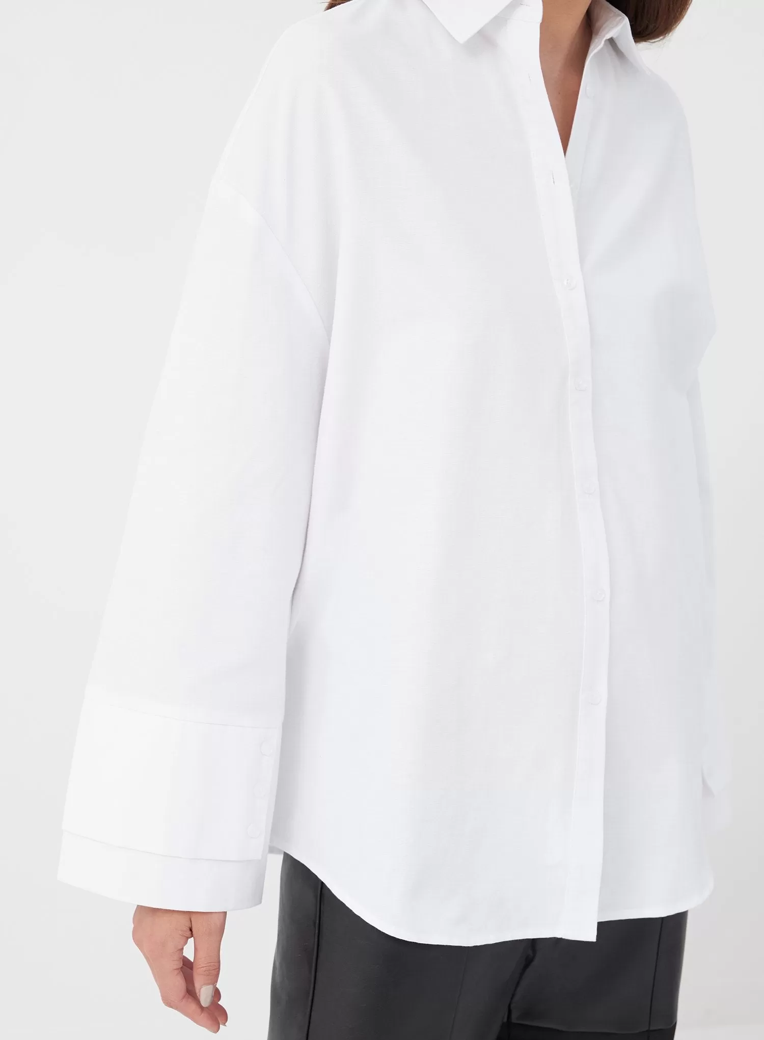 White Statement Cuff Shirt - Semra