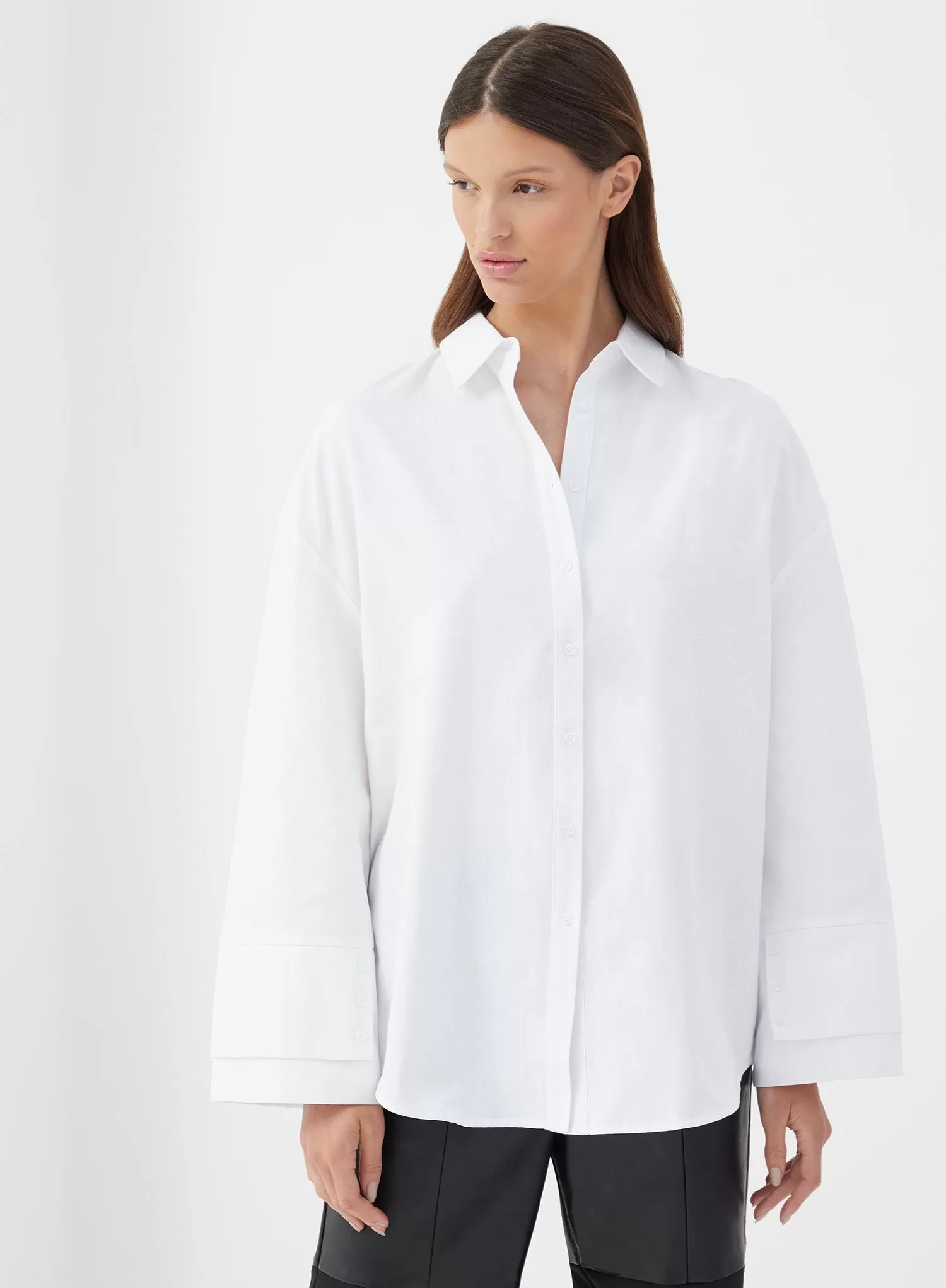 White Statement Cuff Shirt - Semra