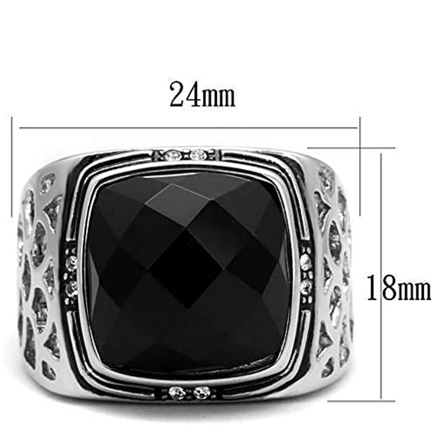 WildKlass Stainless Steel Ring High Polished Men Synthetic Jet