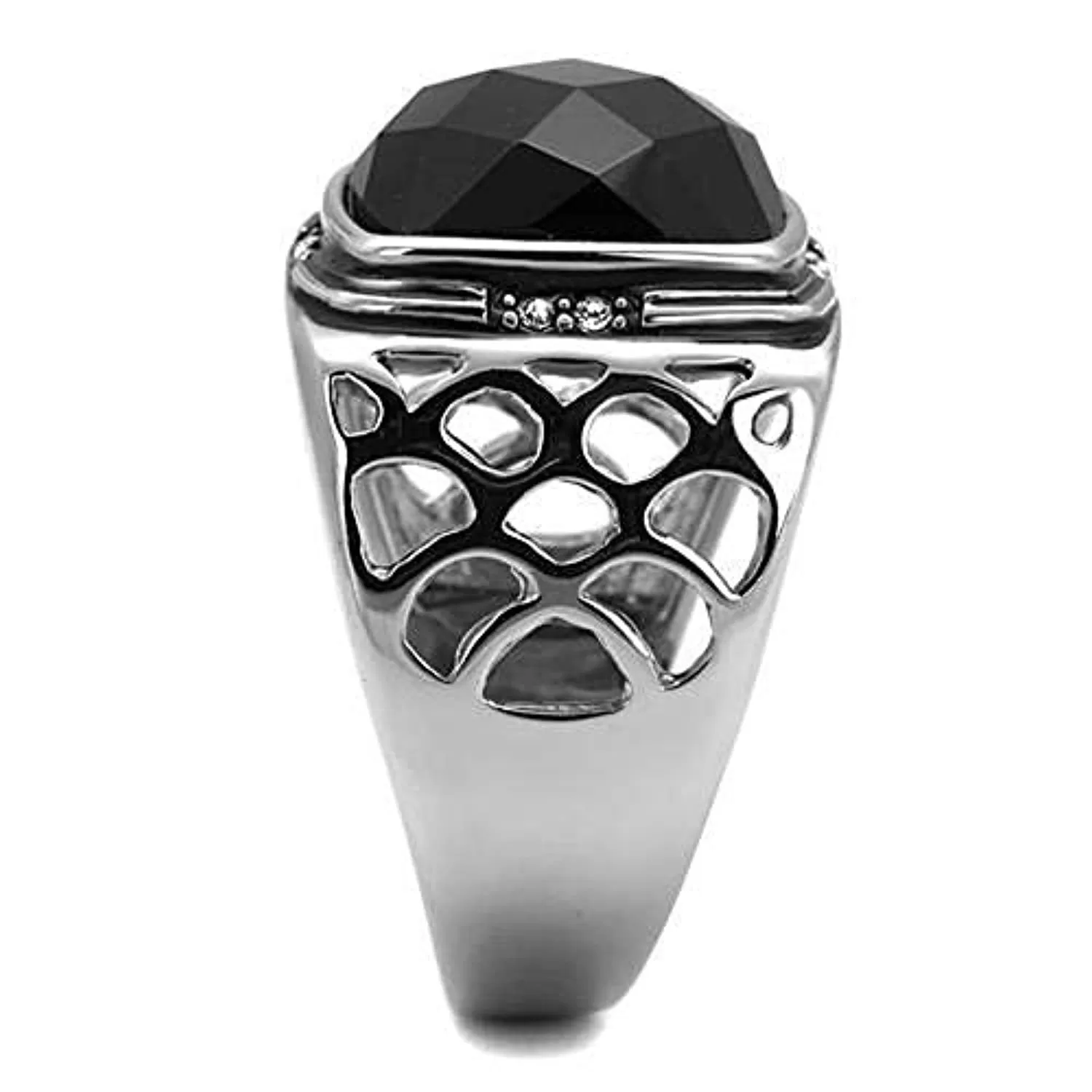 WildKlass Stainless Steel Ring High Polished Men Synthetic Jet