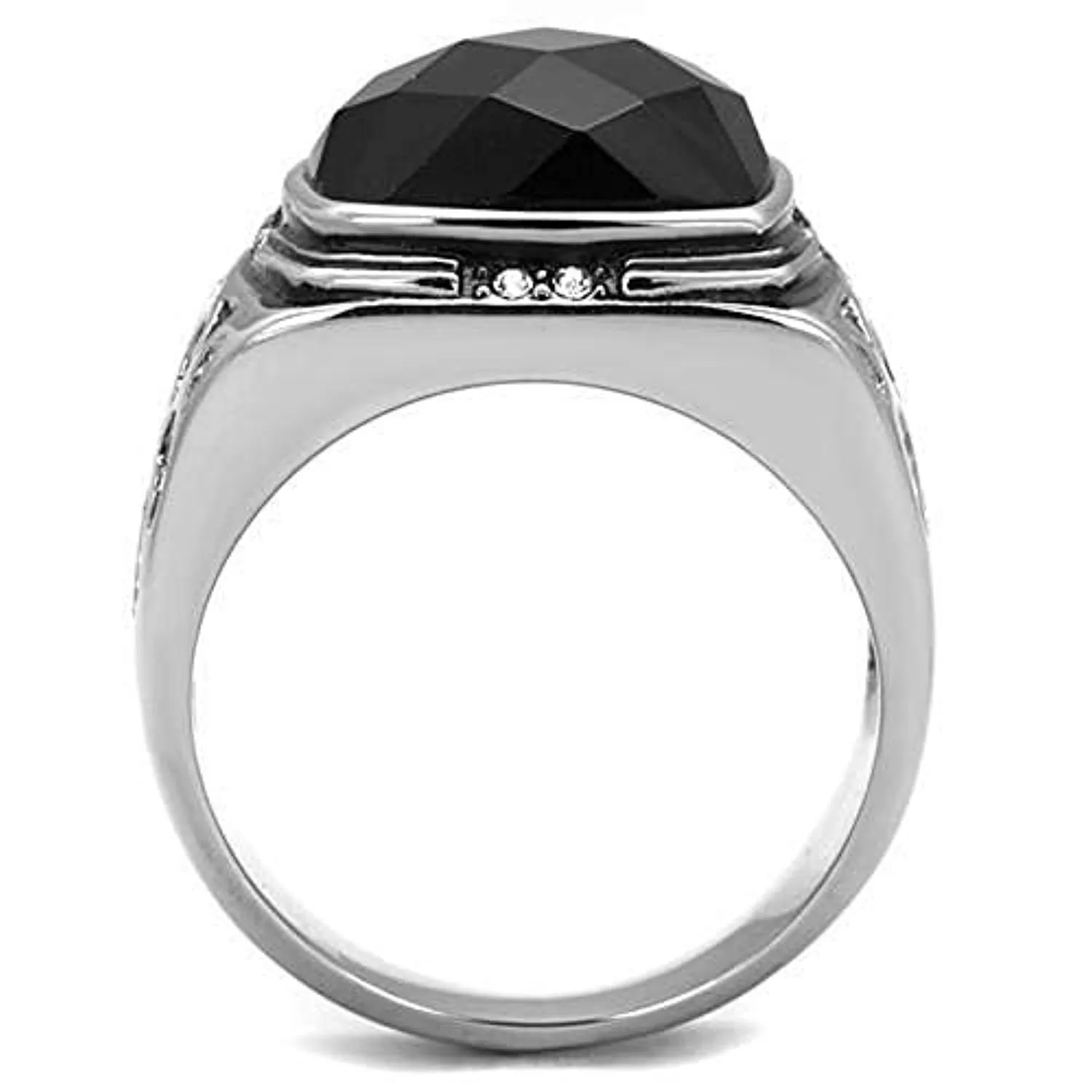 WildKlass Stainless Steel Ring High Polished Men Synthetic Jet