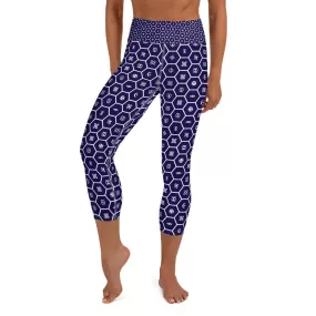 Women's African Print Adinkra High Waist Capri Yoga Pants Workout Leggings For Jiu Jitsu 001